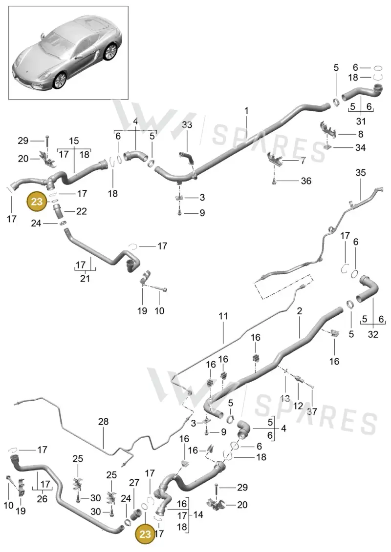 99610680102 — Porsche Cayman (2013-2016) diagram p40105010, position 23
