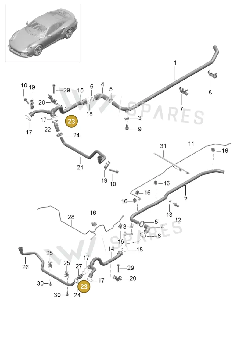 99610680102 — Porsche GT2 RS Clubsport (2013-2020) diagram p42105010, position 23