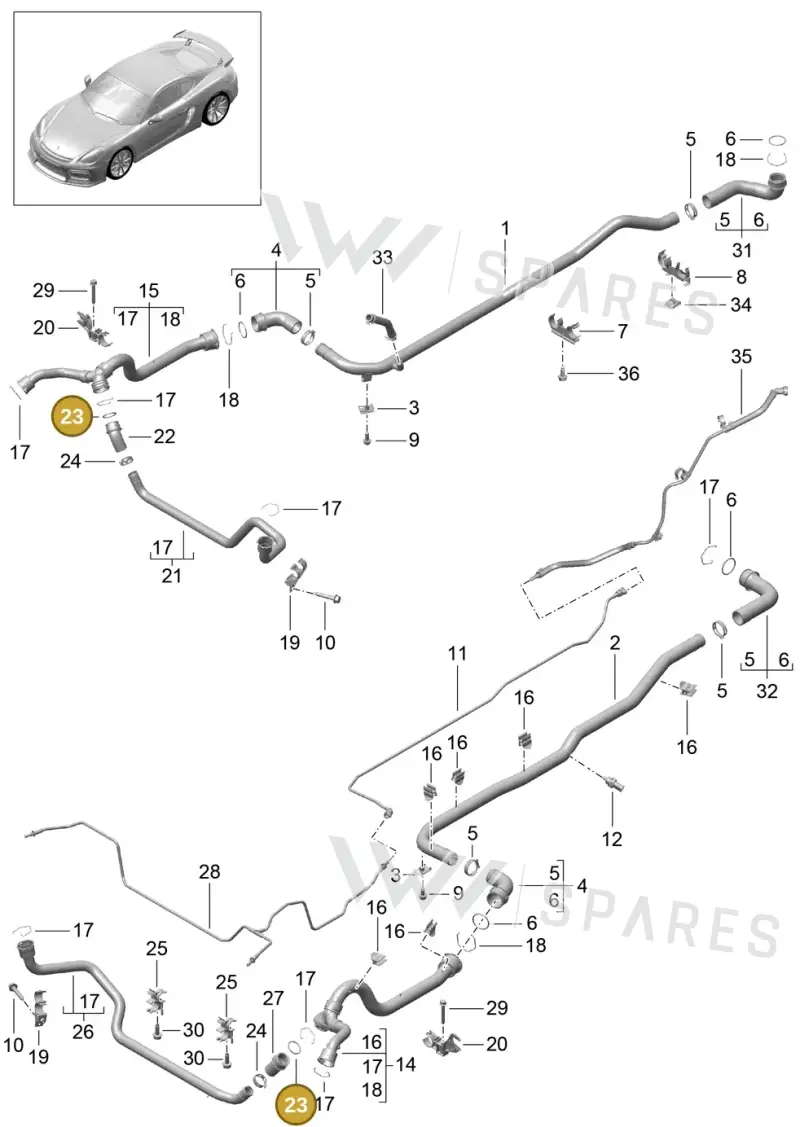 99610680102 — Porsche Cayman GT4 (2015-2016) diagram p45105010, position 23