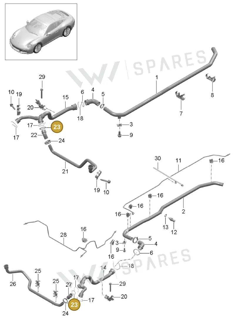 99610680102 — Porsche 911 (2016-2019) diagram p47105010, position 23