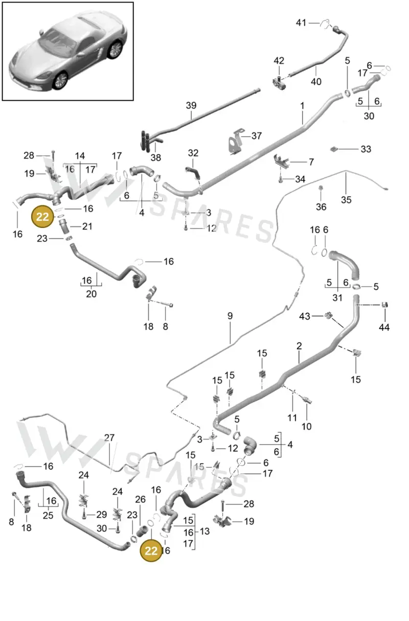 99610680102 — Porsche Boxster (2016-2019) diagram p48105010, position 22