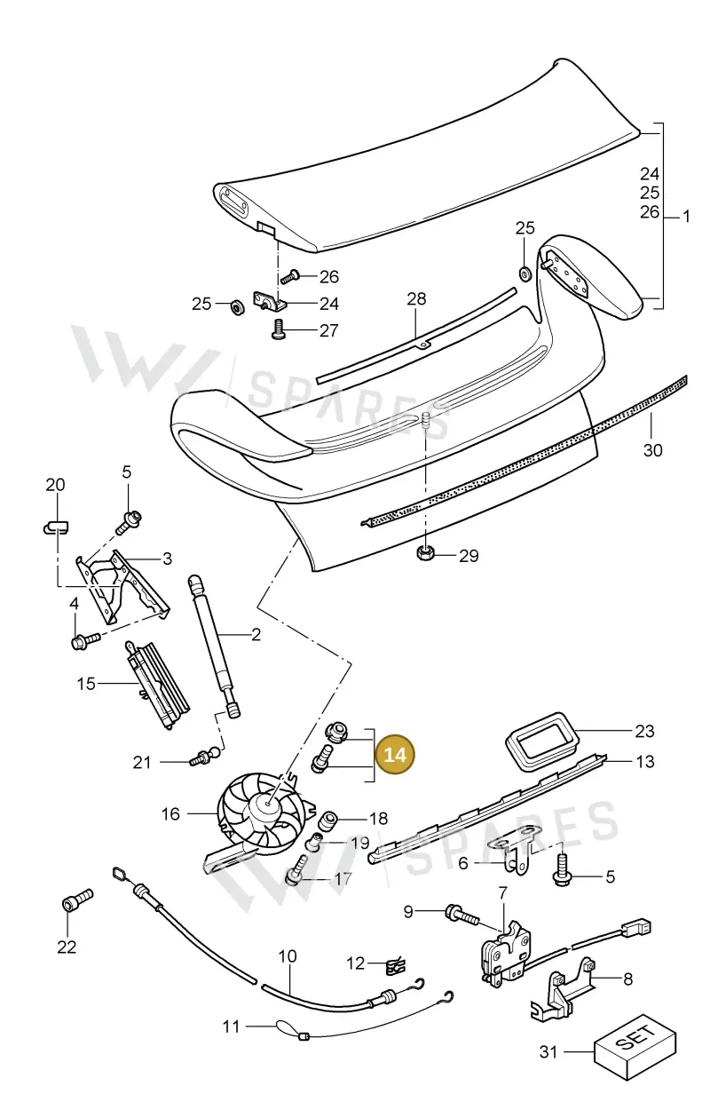 99651298700 — Porsche GT3 RS (1998-2005) diagram p22803005, position 14