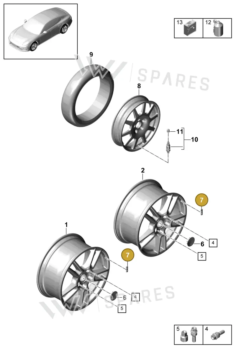 99736142000 — Porsche Panamera 4 Hybrid (2016-2020) diagram p49601000, position 7