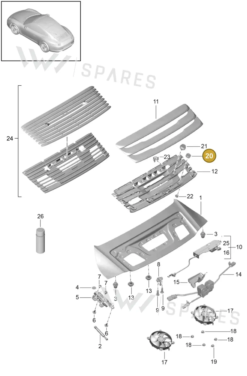 99751267100 — Porsche 991 Carrera 4 (2011-2016) diagram p38803005, position 20