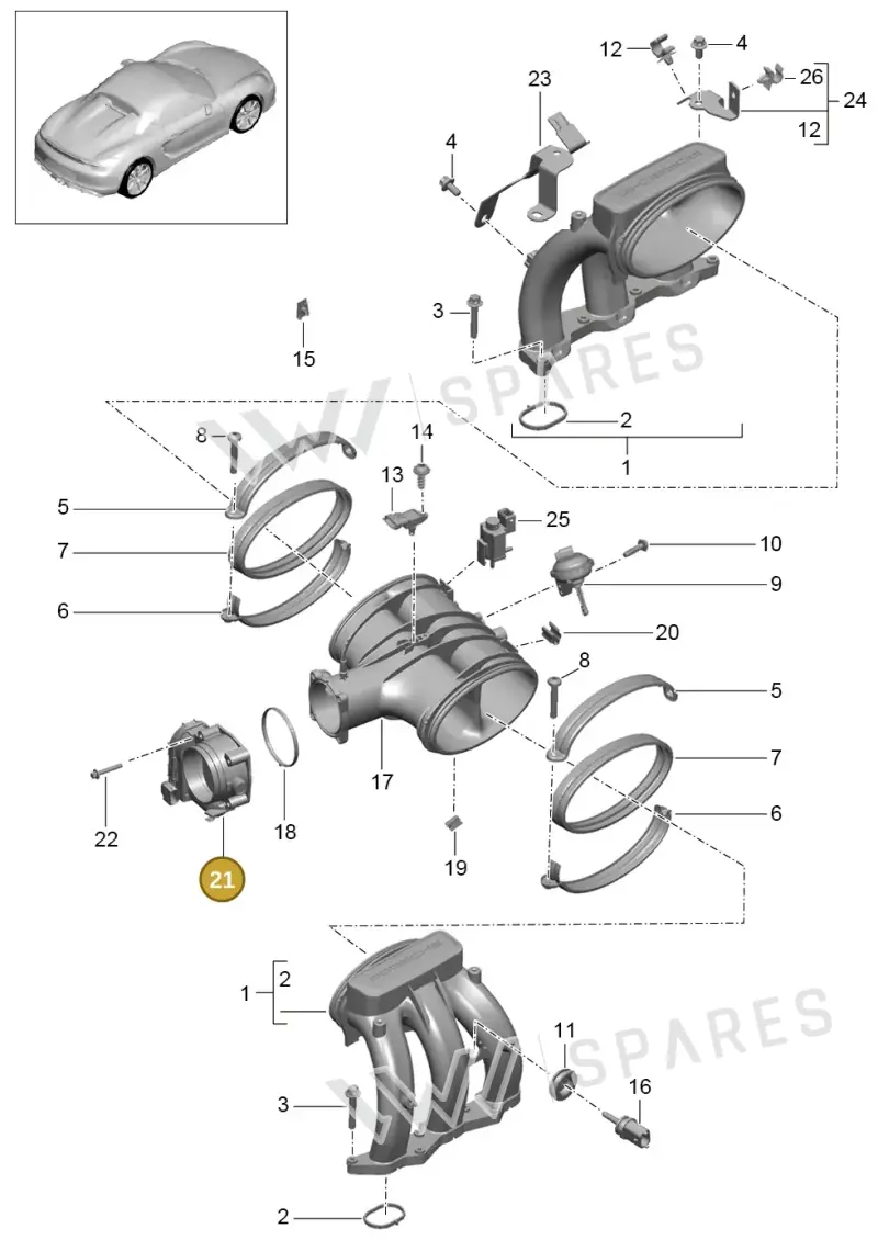 99760511501 — Porsche Boxster Spyder (2015-2016) diagram p46107010, position 21