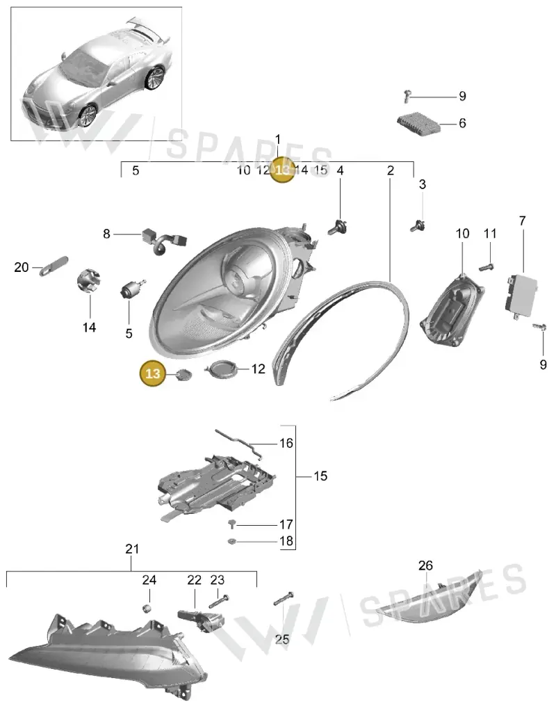 99763126701 — Porsche 911 (2013-2020) diagram p41905000, position 13