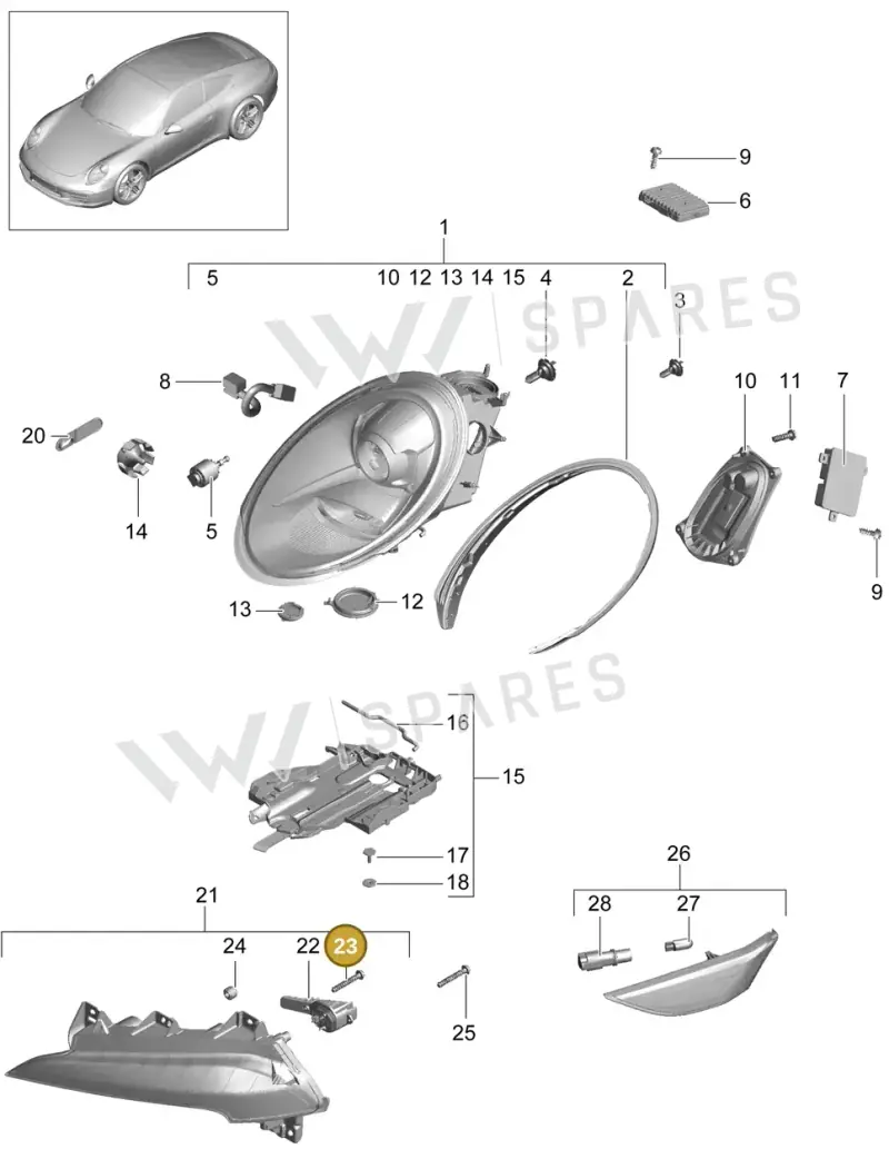 99763129700 — Porsche 991 Carrera 4 (2011-2016) diagram p38905000, position 23