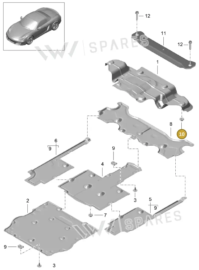99904903901 — Porsche Boxster (2012-2016) diagram p39801070, position 10