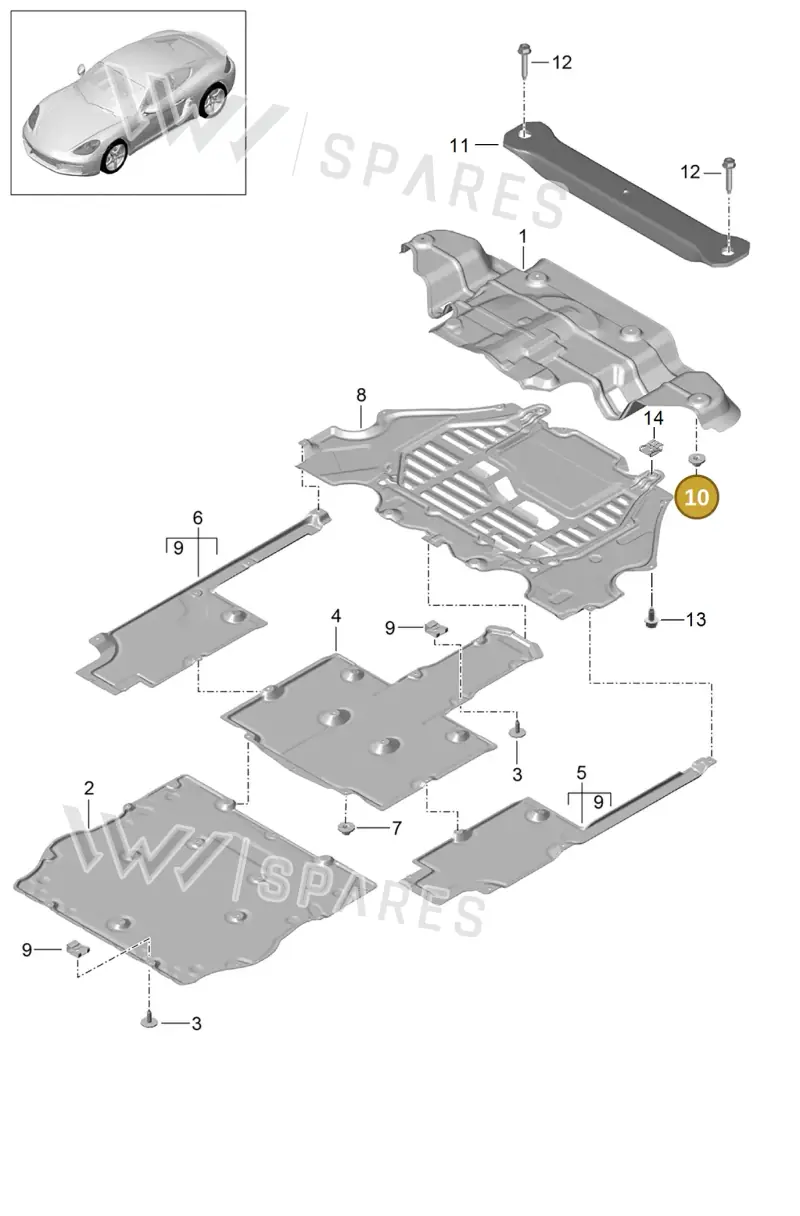 99904903901 — Porsche Cayman (2016-2019) diagram p50801070, position 10