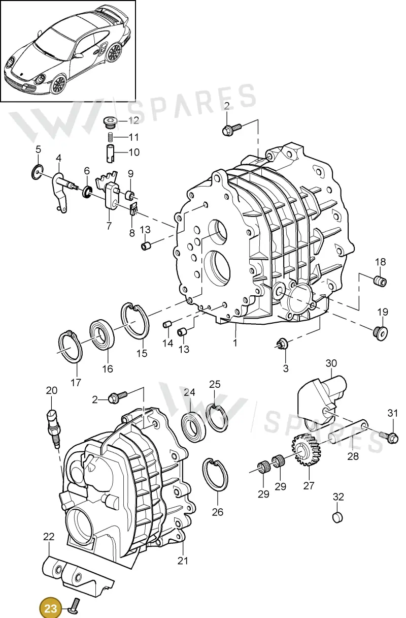 99907309501 — Porsche GT2 RS (2009-2012) diagram p36302005, position 23