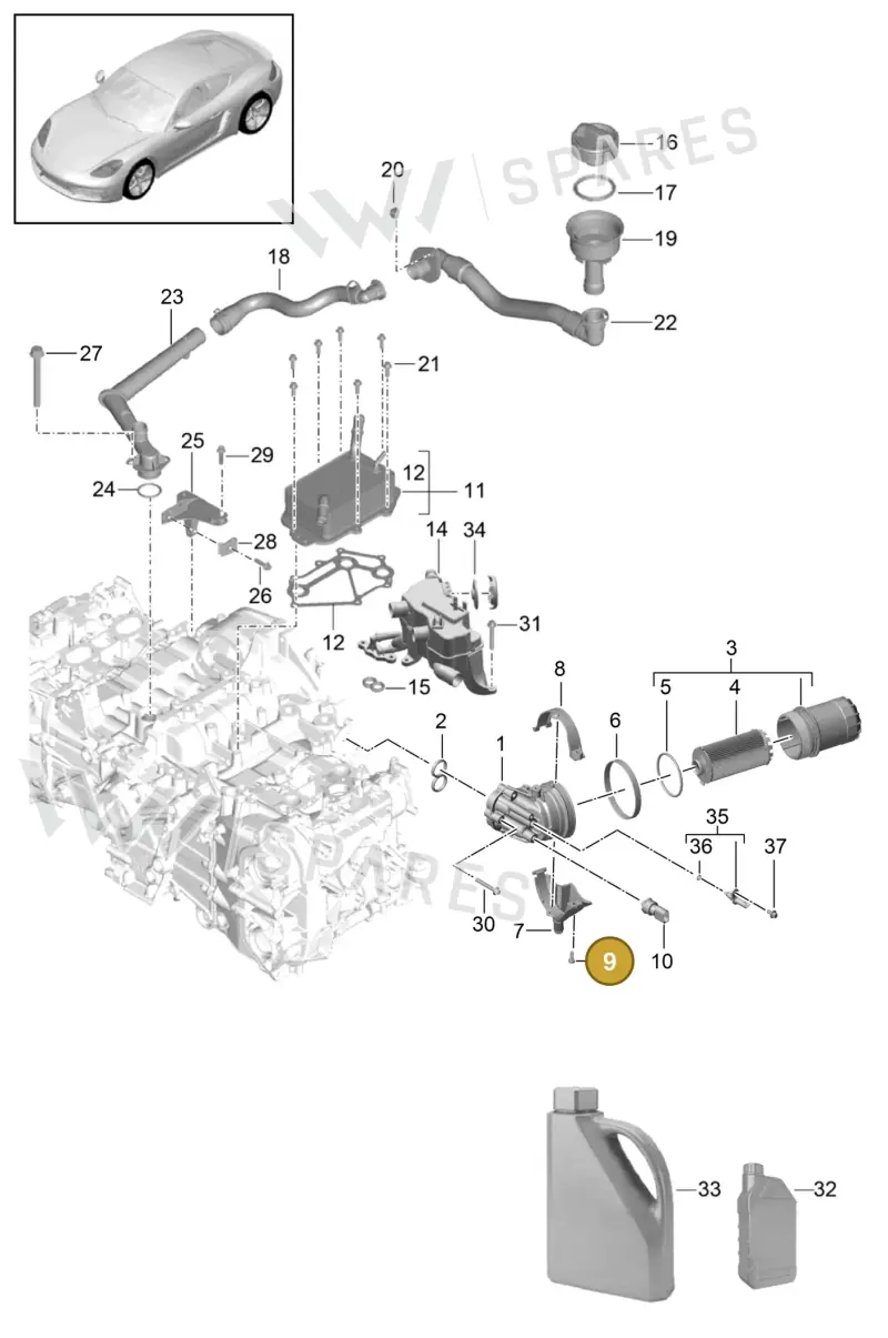 99907310301 — Porsche Cayman (2016-2019) diagram p50104005, position 9
