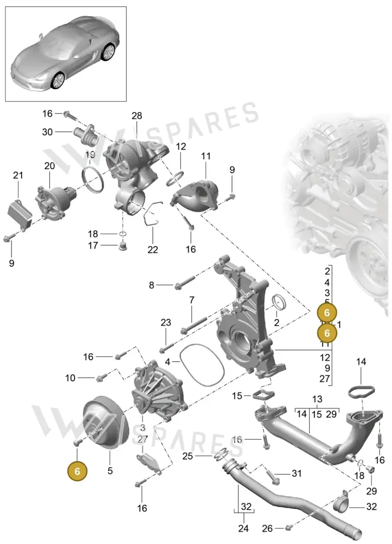 99907310401 — Porsche Boxster Spyder (2015-2016) diagram p46105000, position 6