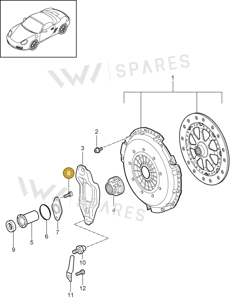 99907332002 — Porsche Boxster S (2008-2012) diagram p33301000, position 8