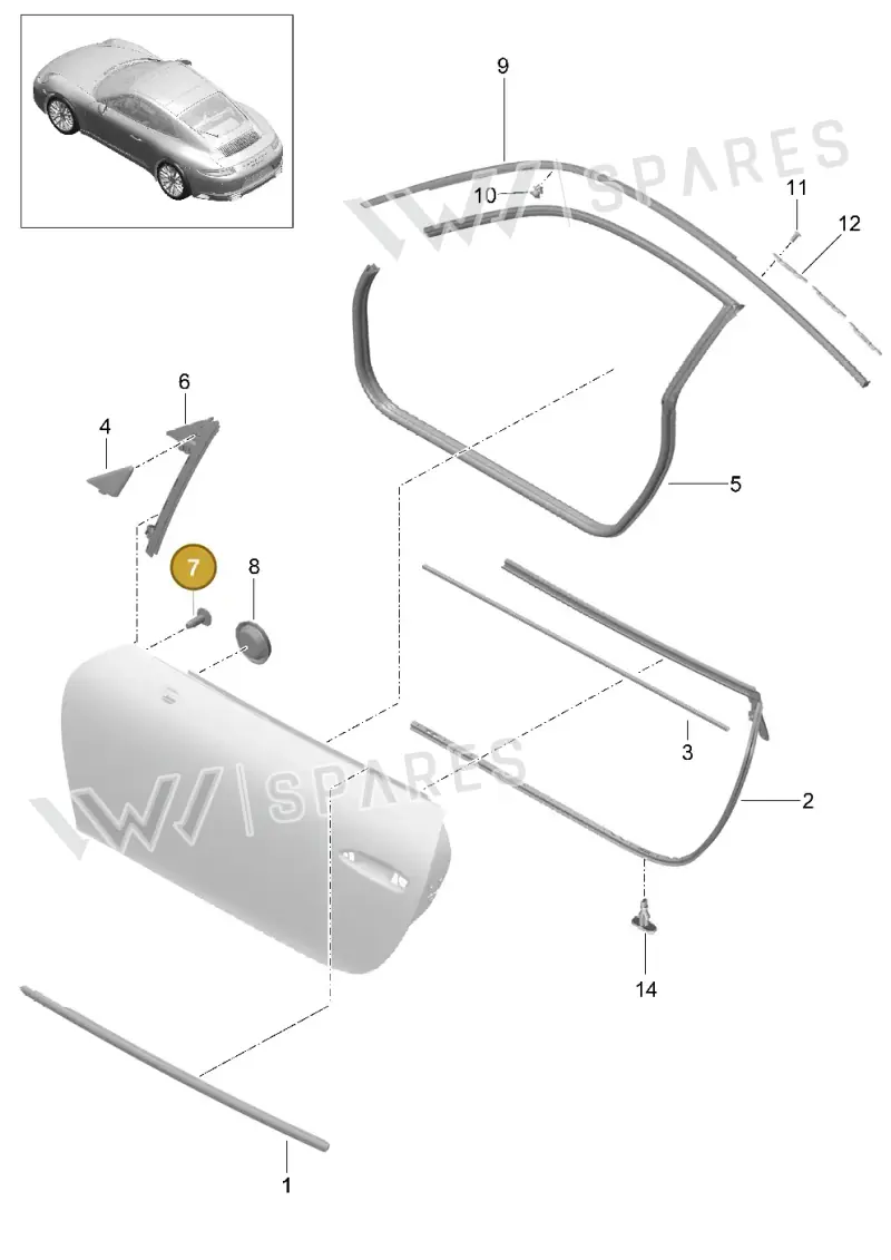 99907333309 — Porsche 911 (2016-2019) diagram p47804010, position 7