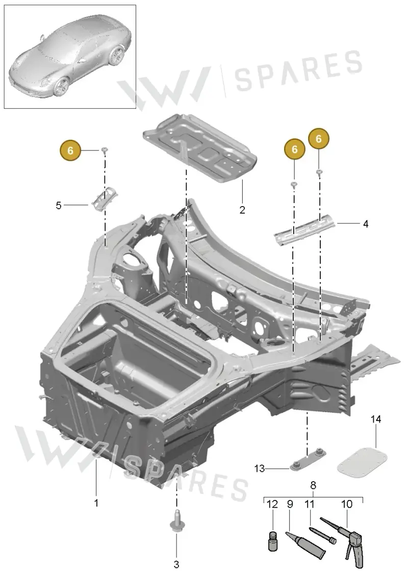 99907334809 — Porsche 991 Carrera 4 (2011-2016) diagram p38801005, position 6