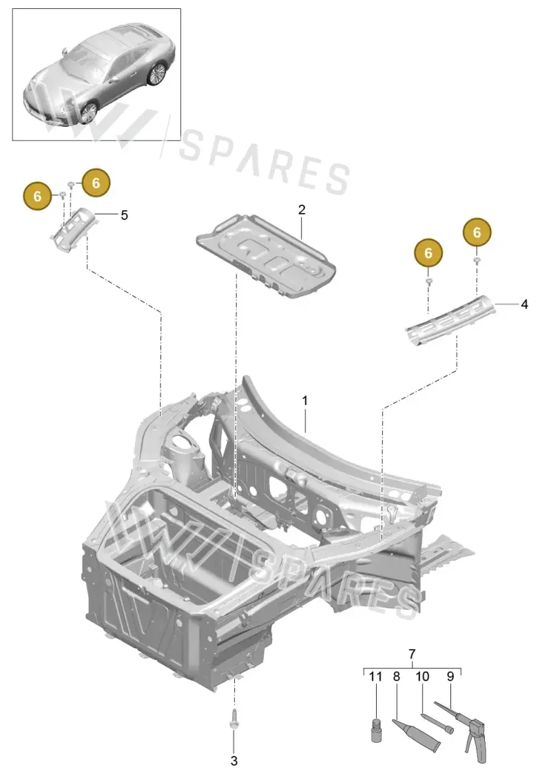 99907334809 — Porsche 911 (2016-2019) diagram p47801005, position 6
