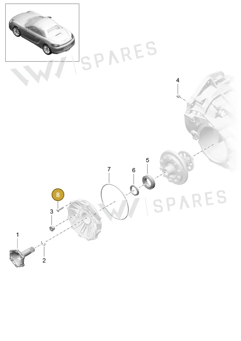 99907336801 — Porsche Boxster (2012-2016) diagram p39302005, position 8