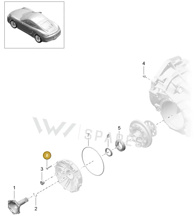 99907336801 — Porsche Cayman (2013-2016) diagram p40302005, position 8