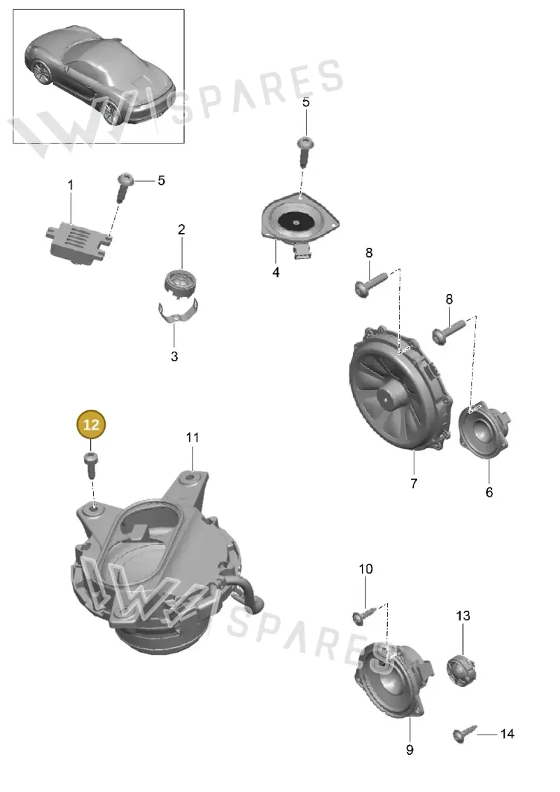99907338201 — Porsche Boxster (2012-2016) diagram p39911005, position 12