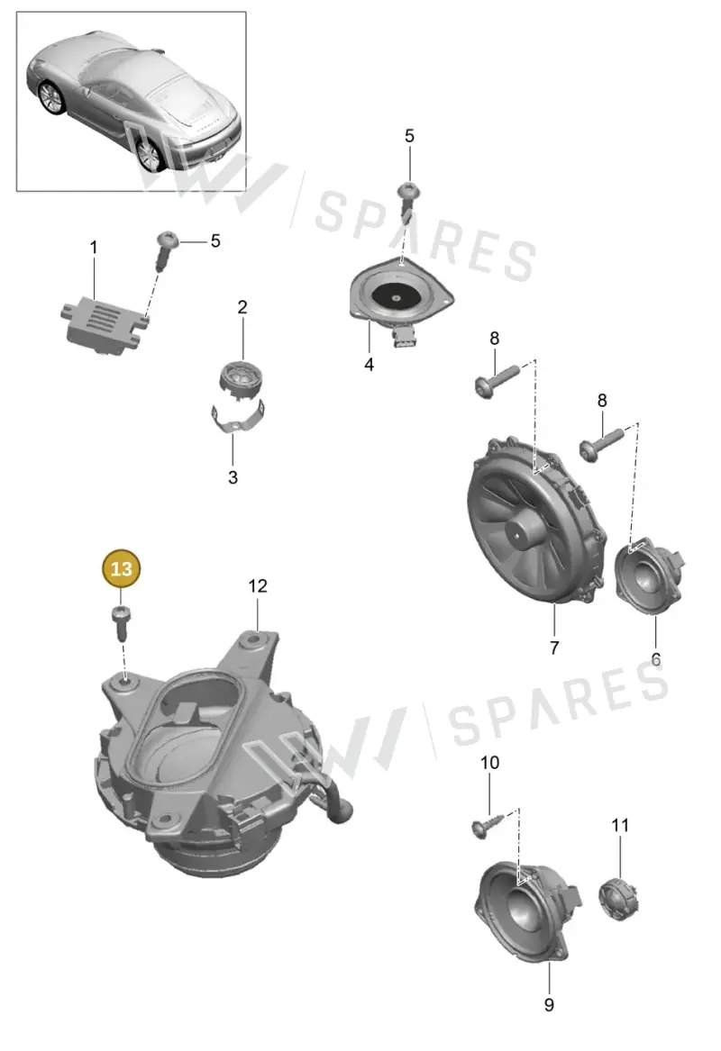 99907338201 — Porsche Cayman (2013-2016) diagram p40911005, position 13