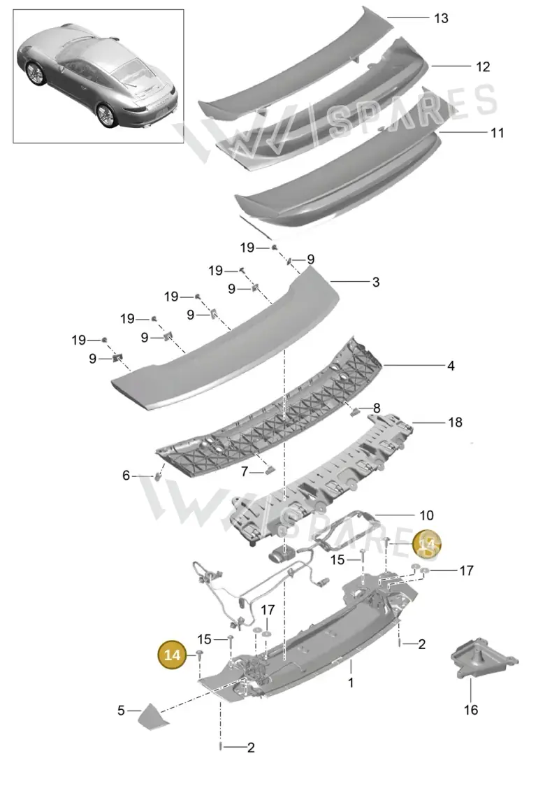 99907353401 — Porsche 991 Carrera 4 (2011-2016) diagram p38803007, position 14