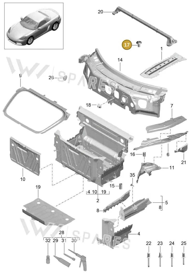 99907354901 — Porsche Boxster (2016-2019) diagram p48801010, position 17