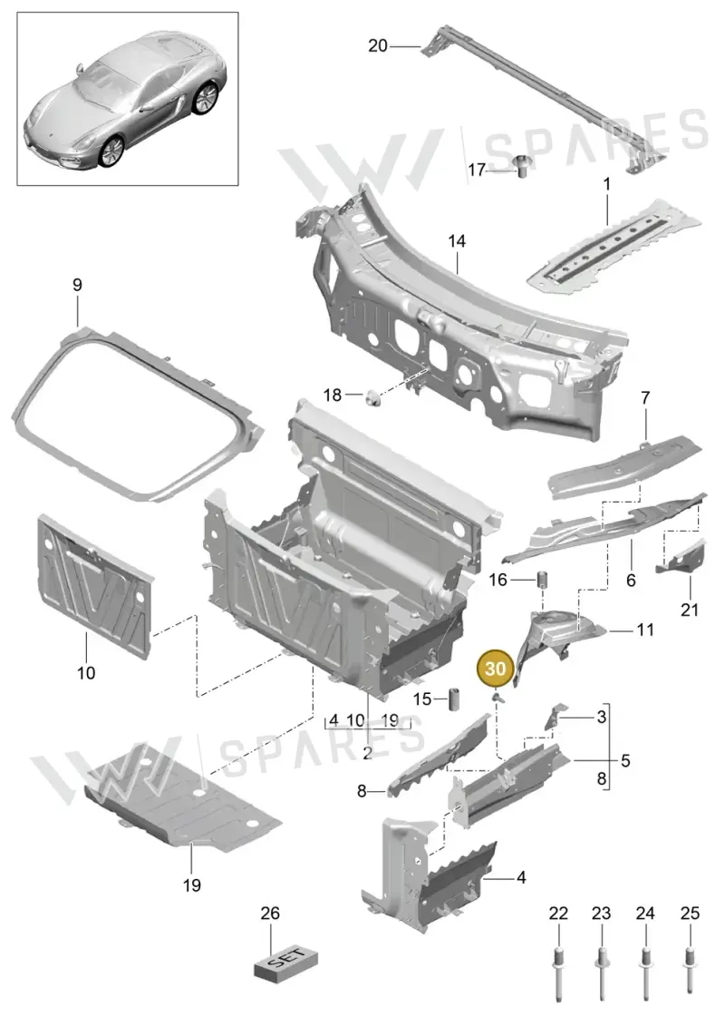 99907357701 — Porsche Cayman (2013-2016) diagram p40801010, position 30