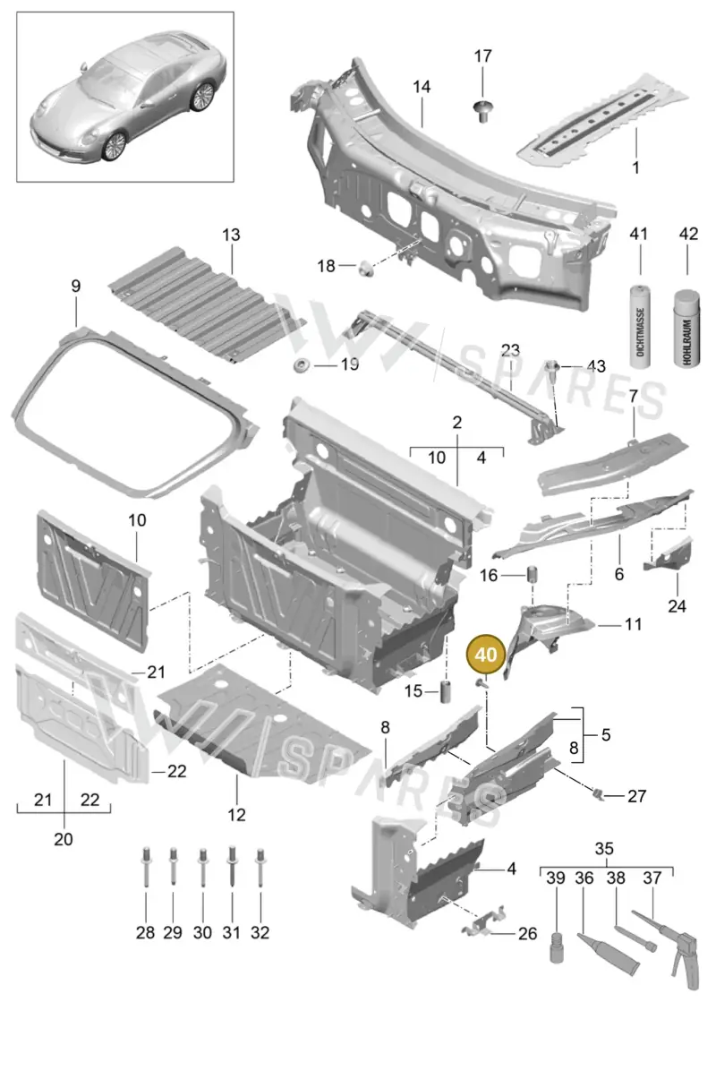 99907357701 — Porsche 911 (2016-2019) diagram p47801010, position 40