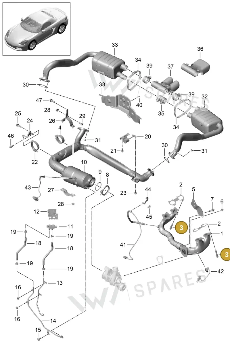 99907358901 — Porsche Boxster (2016-2019) diagram p48000001, position 3