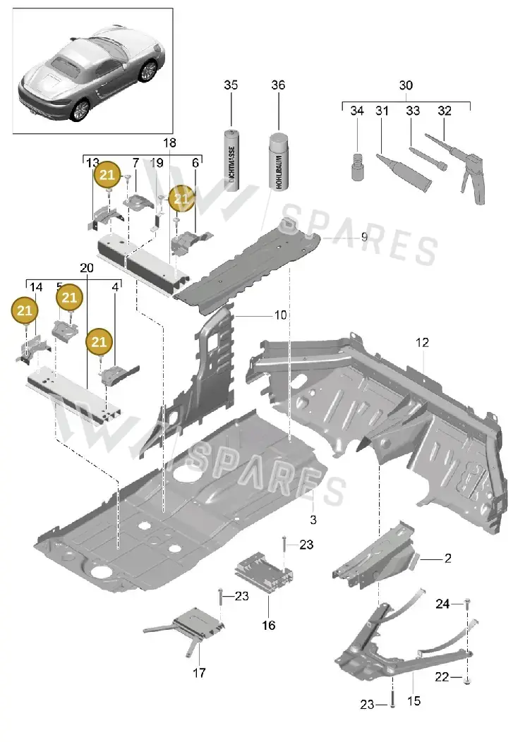 99907391701 — Porsche Boxster (2016-2019) diagram p48801020, position 21