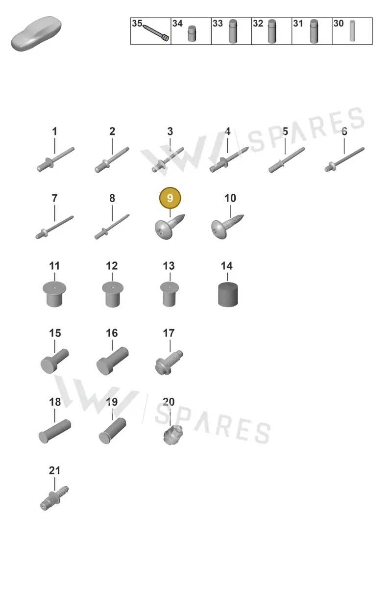 99907391701 — Porsche 911 (2021-2022) diagram p59801020, position 9