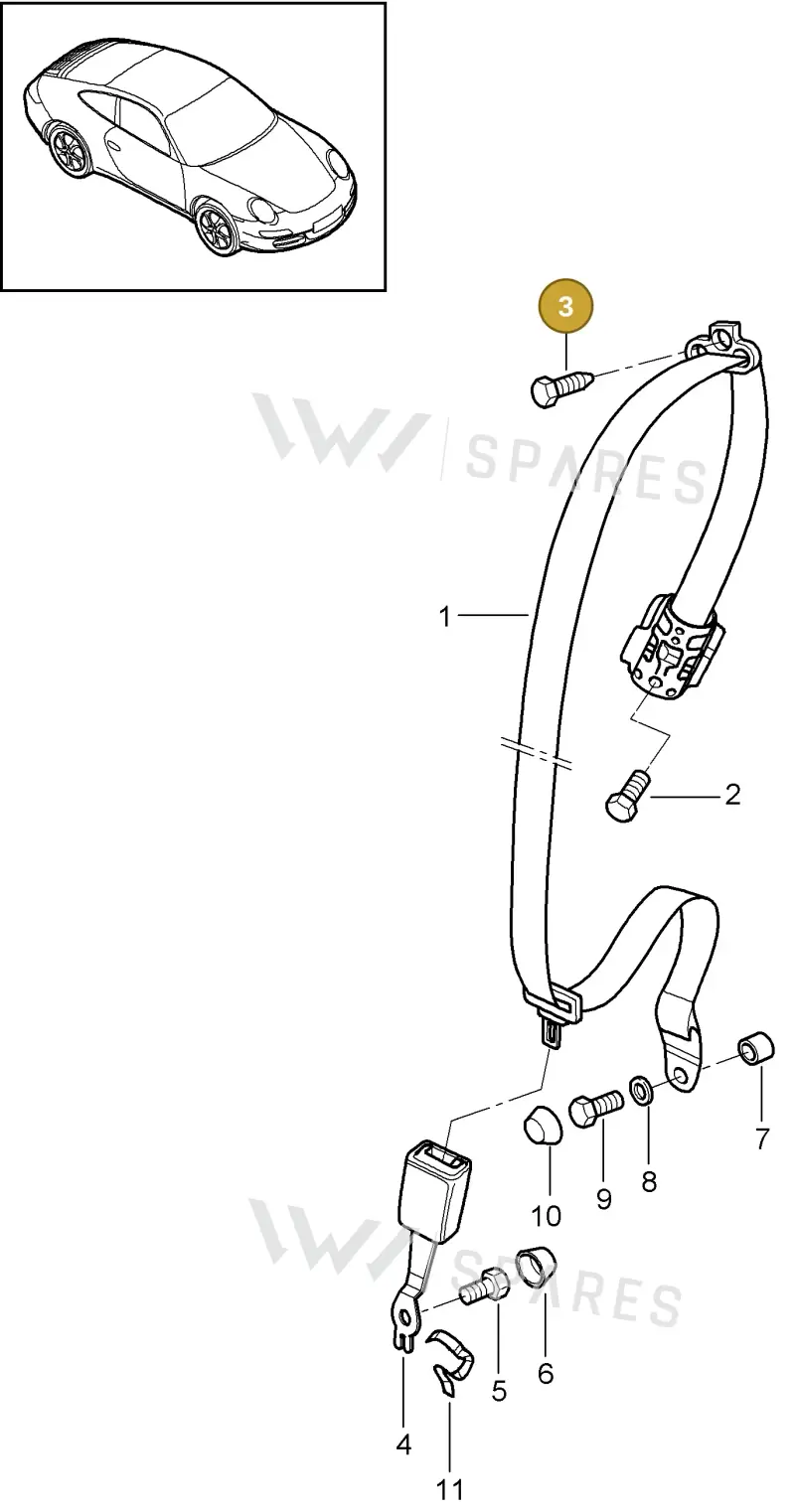 99907505709 — Porsche 911 Carrera (2008-2012) diagram p32812005, position 3