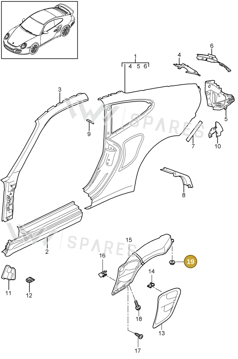 99907607801 — Porsche GT2 RS (2009-2012) diagram p36801055, position 19