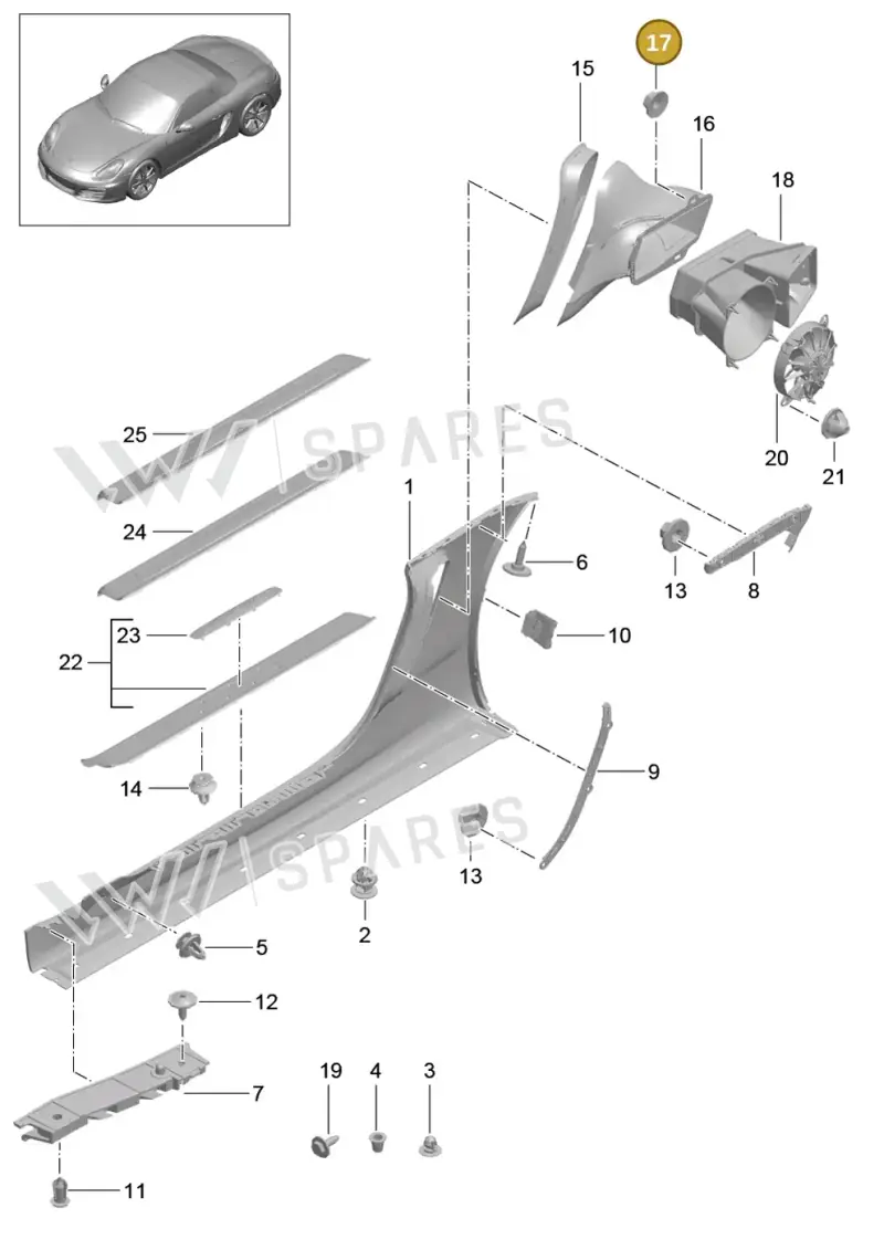 99907607801 — Porsche Boxster (2012-2016) diagram p39801090, position 17