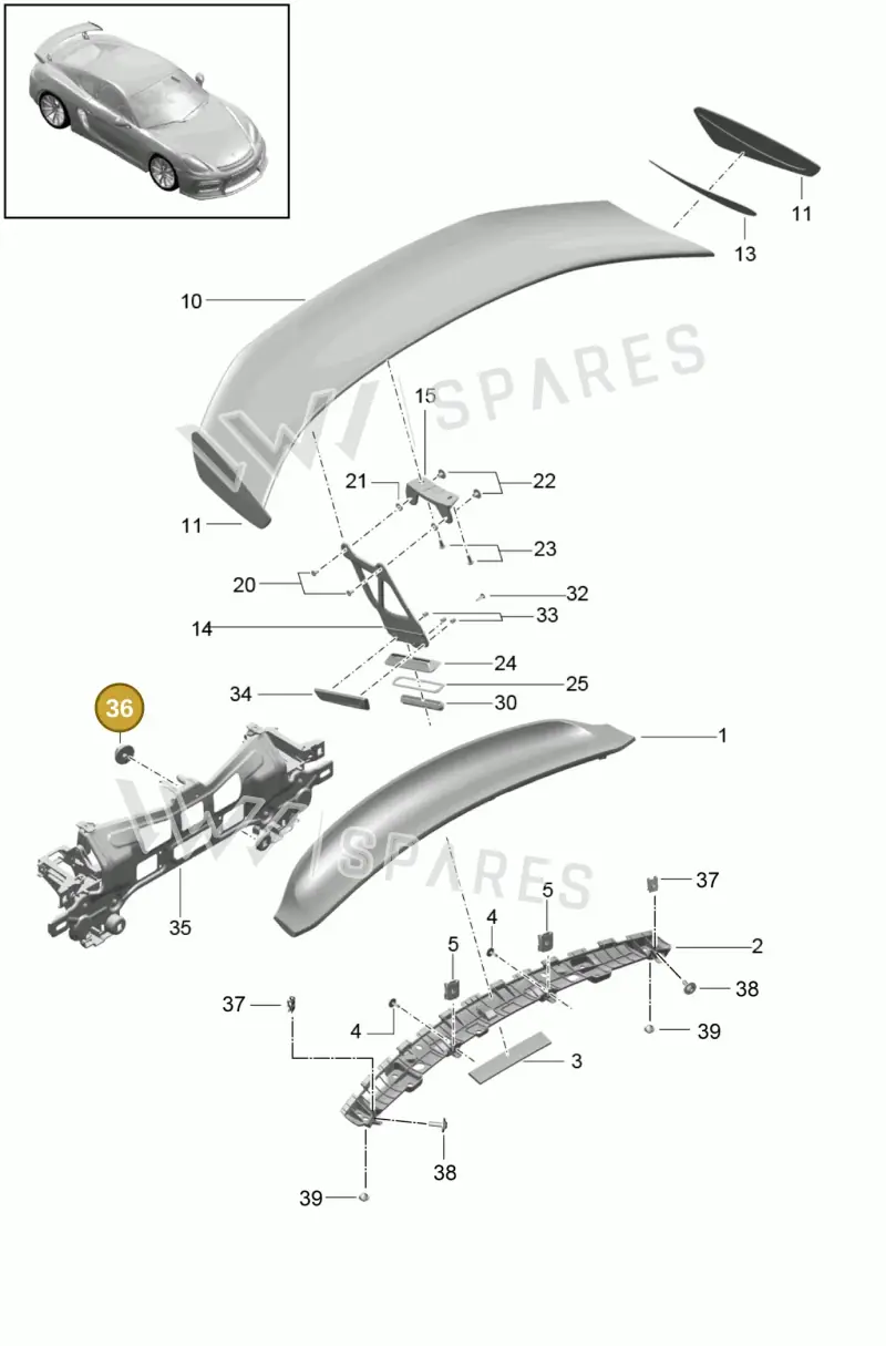 99907609401 — Porsche Cayman GT4 (2015-2016) diagram p45803007, position 36