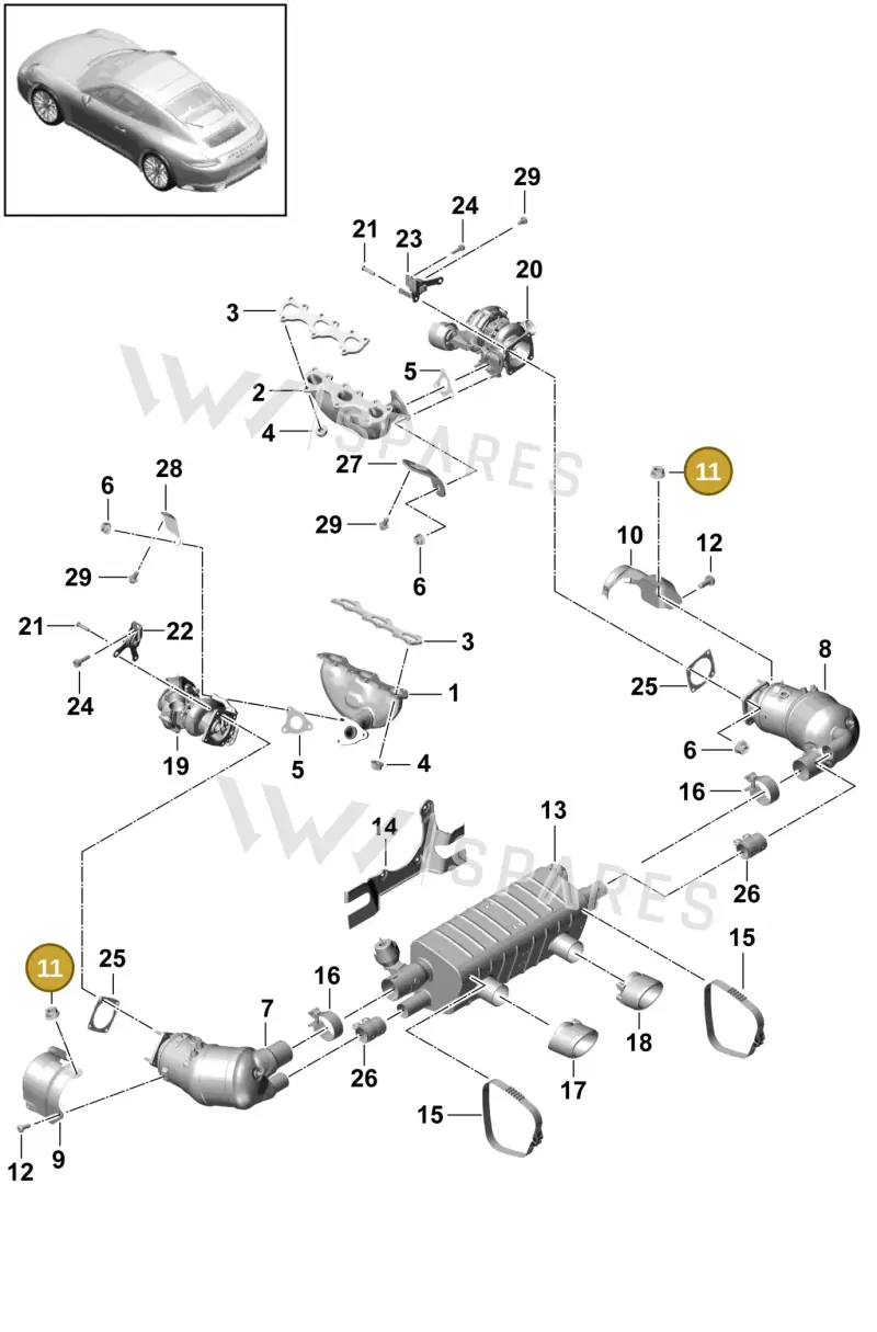 99908462901 — Porsche 911 (2016-2019) diagram p47202002, position 11