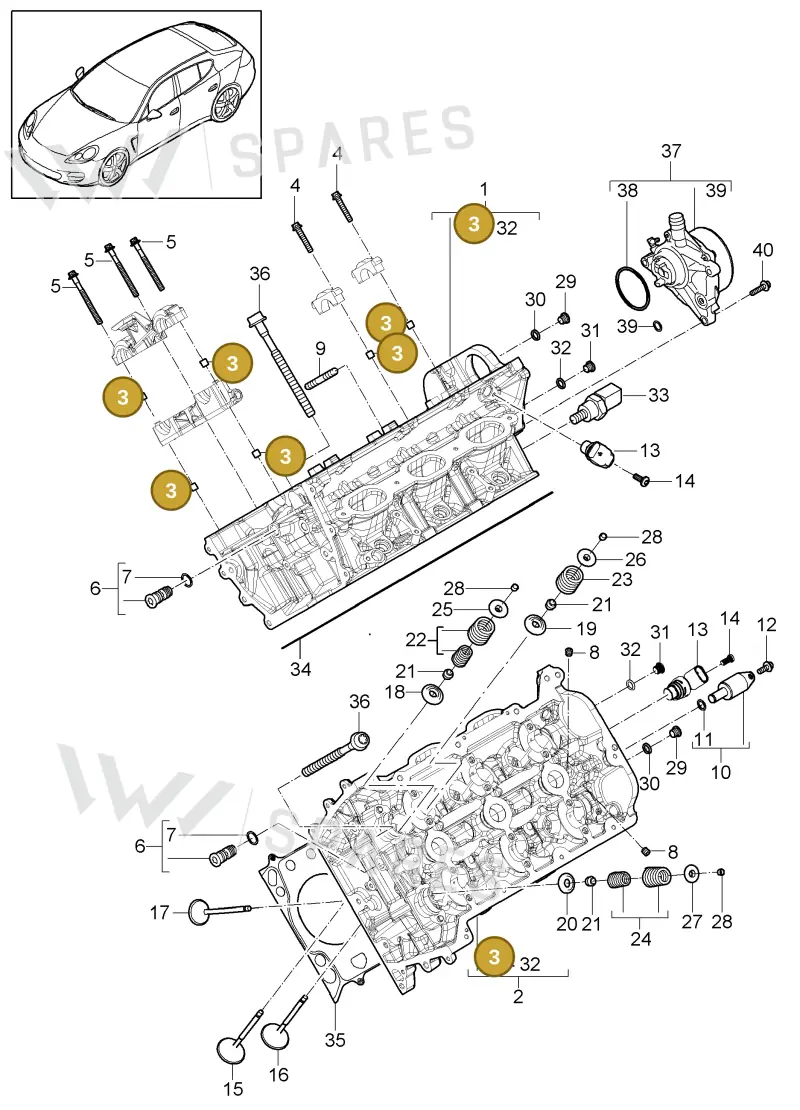 99909507100 — Porsche Panamera (2009-2016) diagram p35103006, position 3