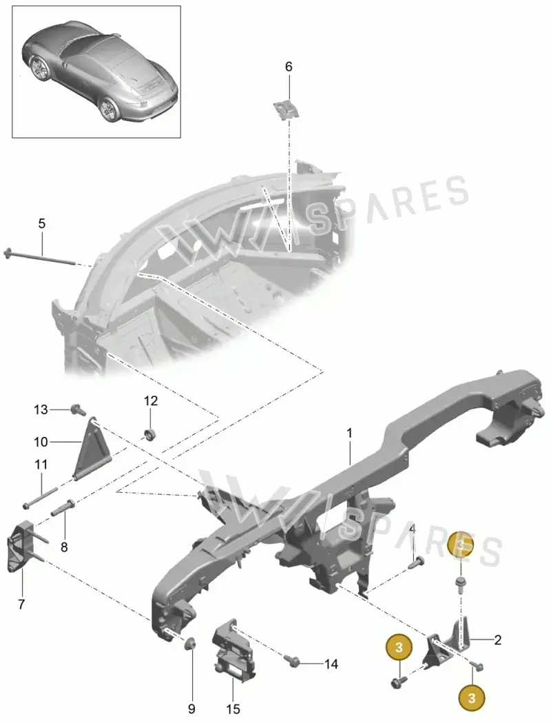 99914301301 — Porsche 991 Carrera 4 (2011-2016) diagram p38809015, position 3