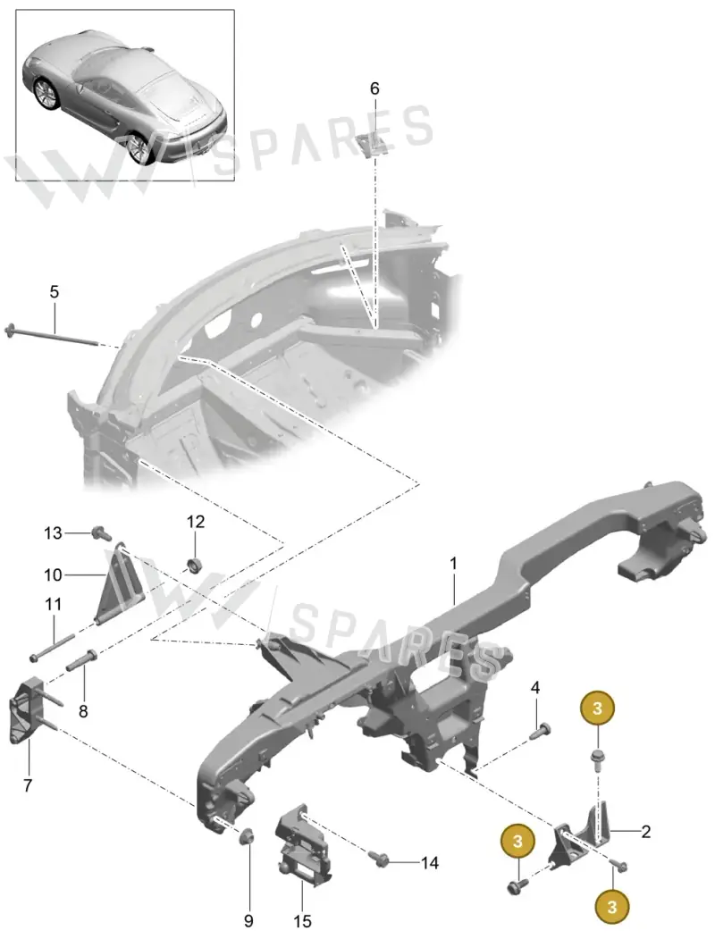 99914301301 — Porsche Cayman (2013-2016) diagram p40809015, position 3