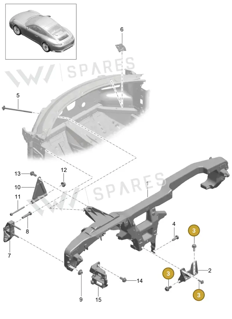 99914301401 — Porsche 911 (2016-2019) diagram p47809015, position 3