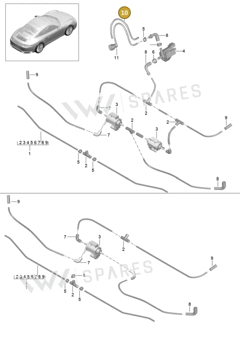 99918144540 — Porsche 991 II Carrera 4 (2016-2019) diagram p47106005, position 10