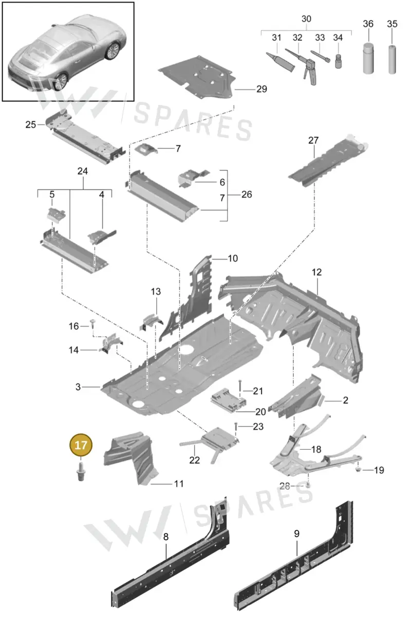 99919050101 — Porsche 911 (2016-2019) diagram p47801020, position 17