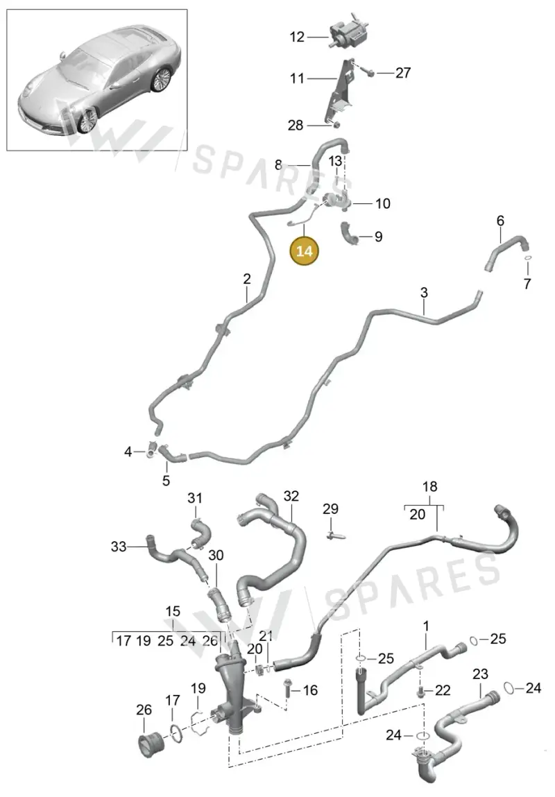 99923904140 — Porsche 911 (2016-2019) diagram p47105005, position 14