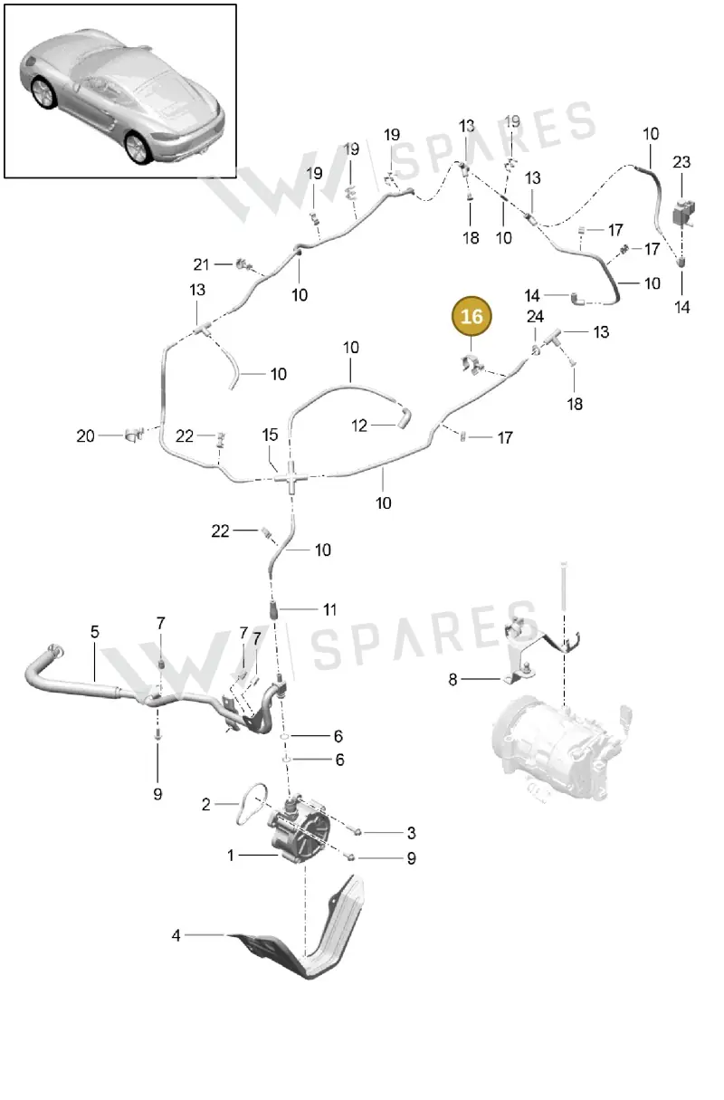 99950720640 — Porsche Cayman (2016-2019) diagram p50107015, position 16