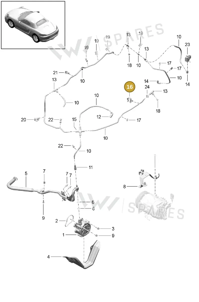 99950720640 — Porsche Boxster (2016-2019) diagram p48107015, position 16
