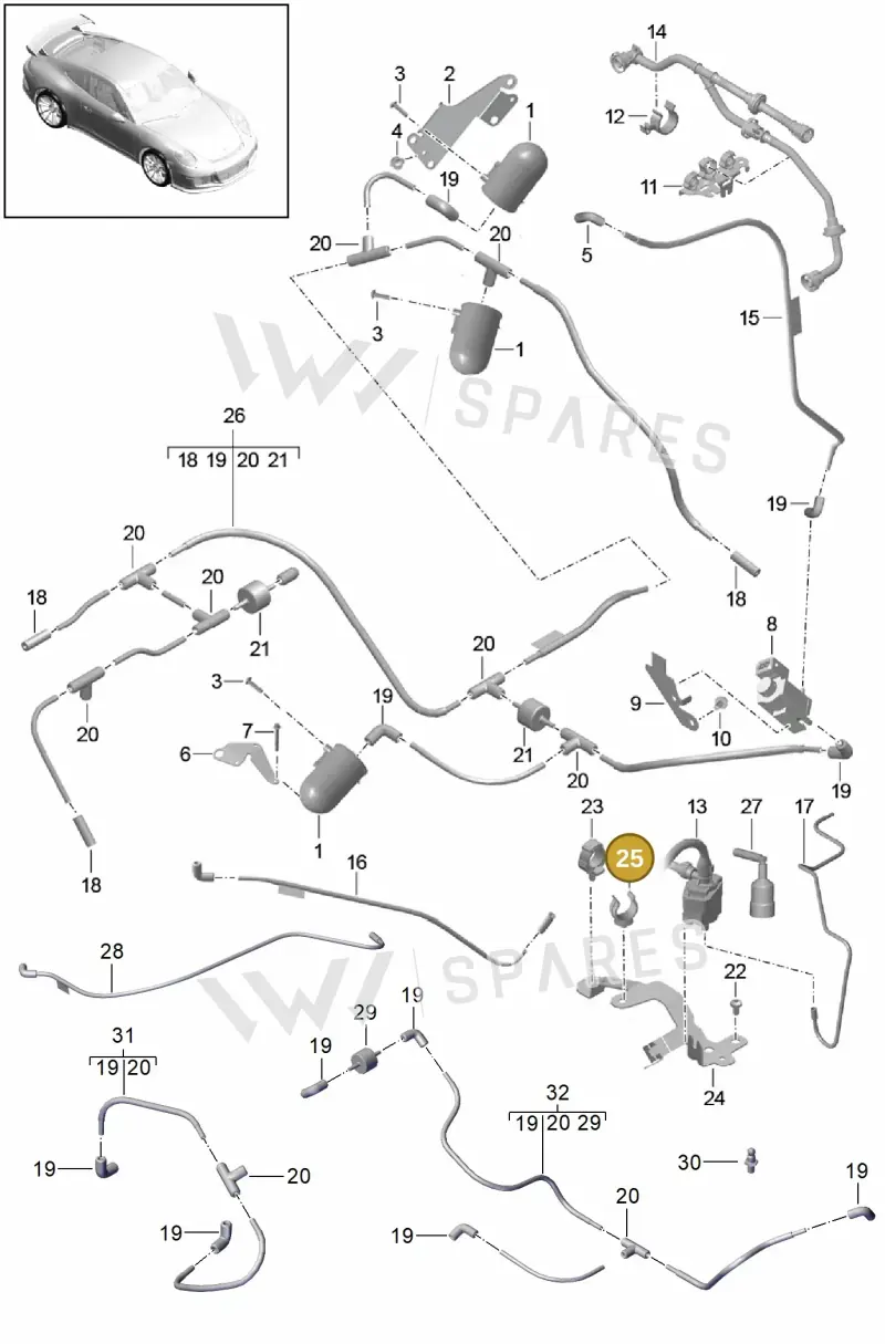 99950793040 — Porsche 911 (2013-2020) diagram p41107000, position 25