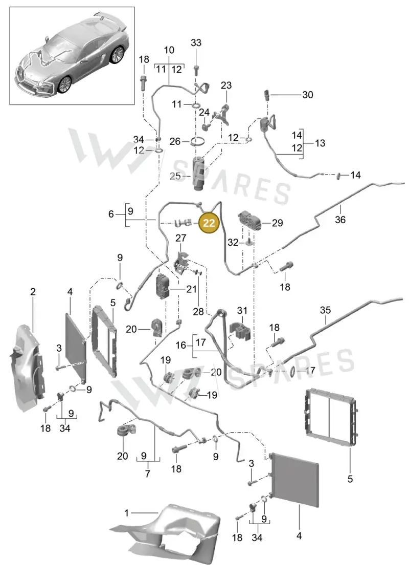 99950796940 — Porsche Cayman GT4 (2015-2016) diagram p45813020, position 22