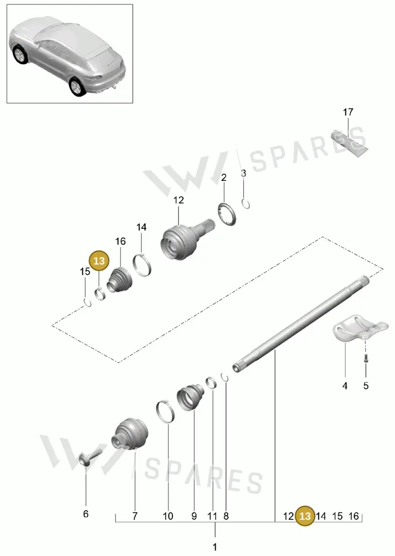99951206801 — Porsche Macan (2013-2018) diagram p44501020, position 13