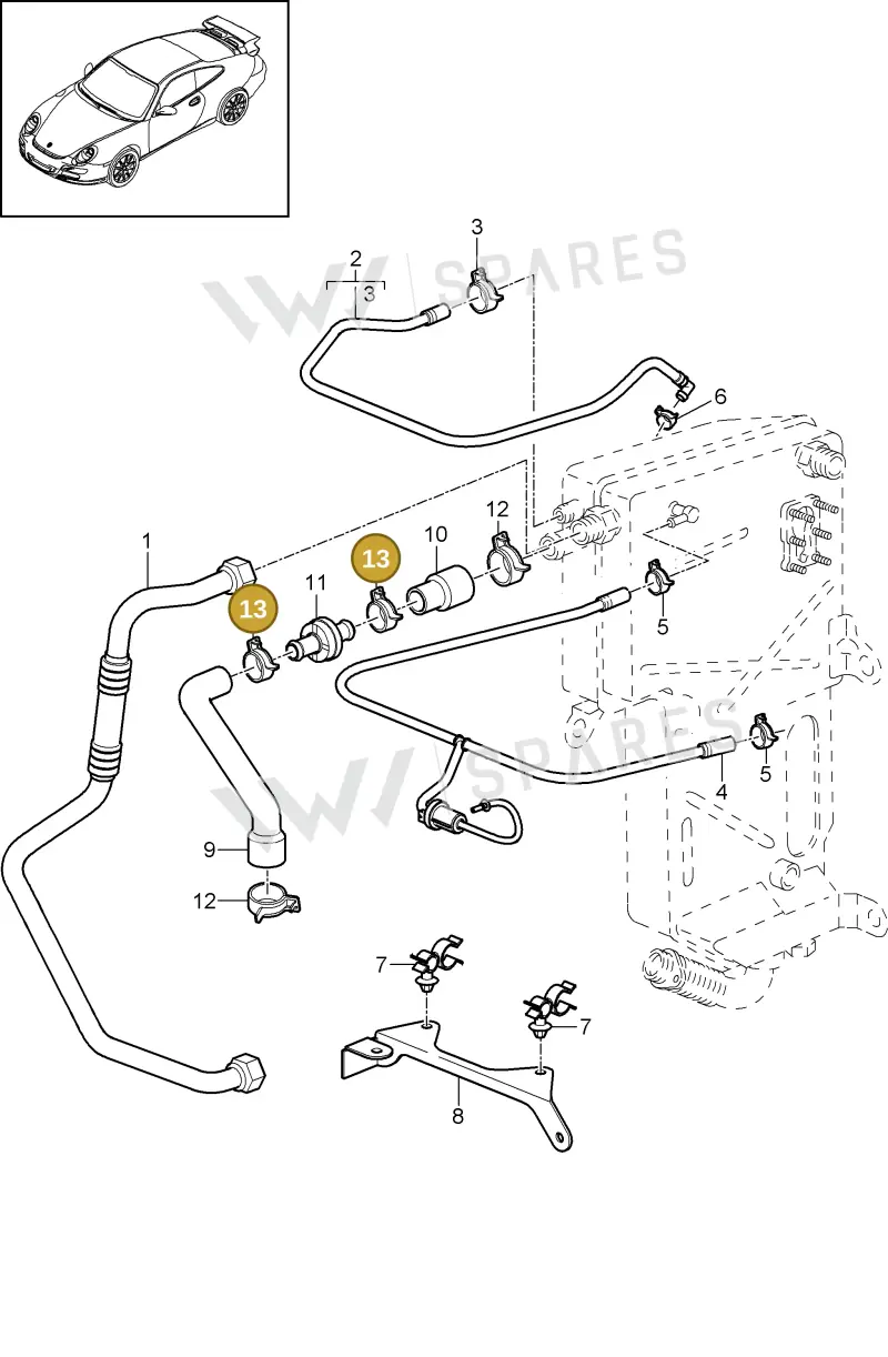 99951245500 — Porsche GT3 RS (2006-2011) diagram p29104008, position 13