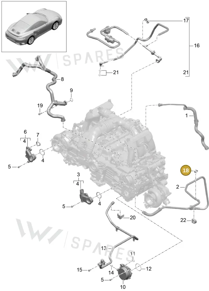 99951249800 — Porsche 911 (2013-2020) diagram p42104010, position 18